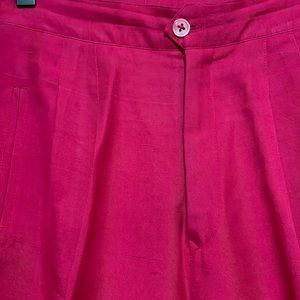 HOT PINK SILK PLEATED PANTS